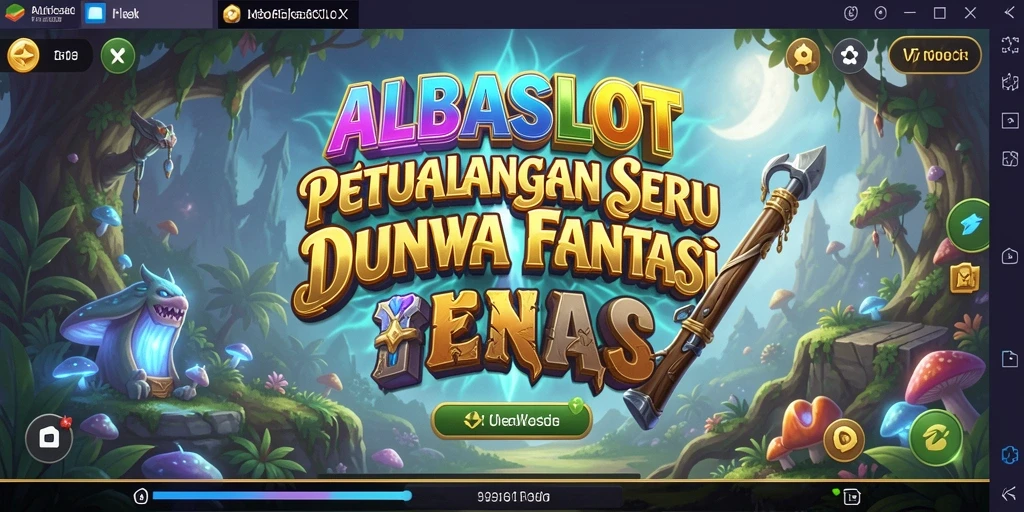 Screenshot gameplay ALBASLOT dengan karakter sedang menjelajahi dunia petualangan.