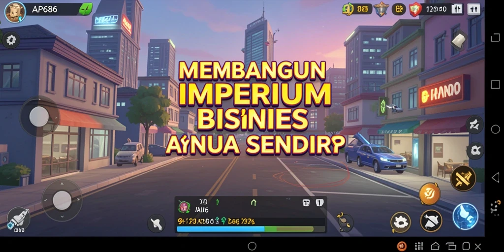 Tampilan gameplay AP686 dengan elemen strategi dan manajemen bisnis.