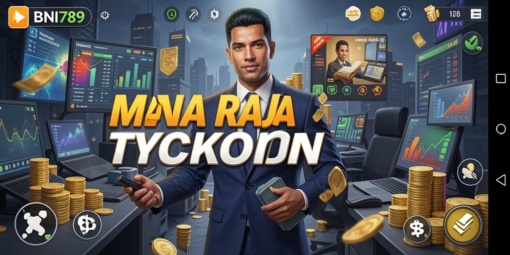 Screenshot gameplay BNI789 menampilkan keramaian bisnis yang dinamis.