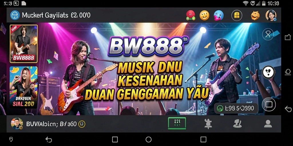 Tampilan menarik BW888 saat memainkan musik dengan lirik yang terlihat.
