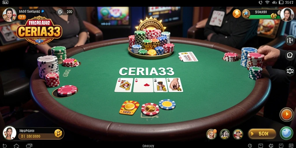 Tampilan gameplay Poker yang menegangkan dan mengasyikkan.