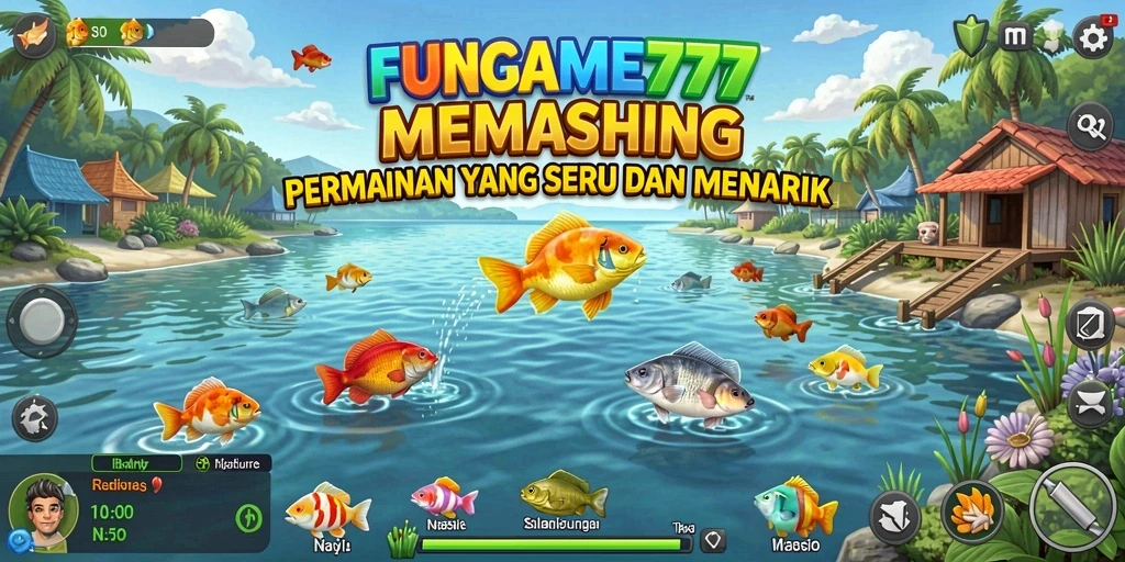 Screenshot gameplay FUNGAME777 yang menampilkan aksi seru memancing.