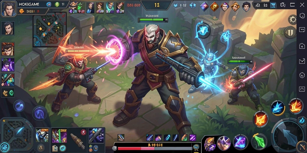 Gameplay HOKIGAME yang penuh aksi dan strategi.