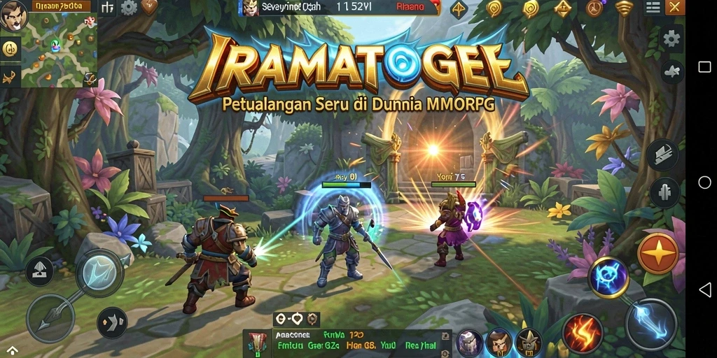 Screenshot utama IRAMATOGEL menampilkan aksi seru dalam pertarungan MMORPG.