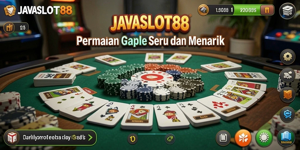 Screenshot utama JAVASLOT88 menunjukkan pemain bersaing dalam permainan Gaple.