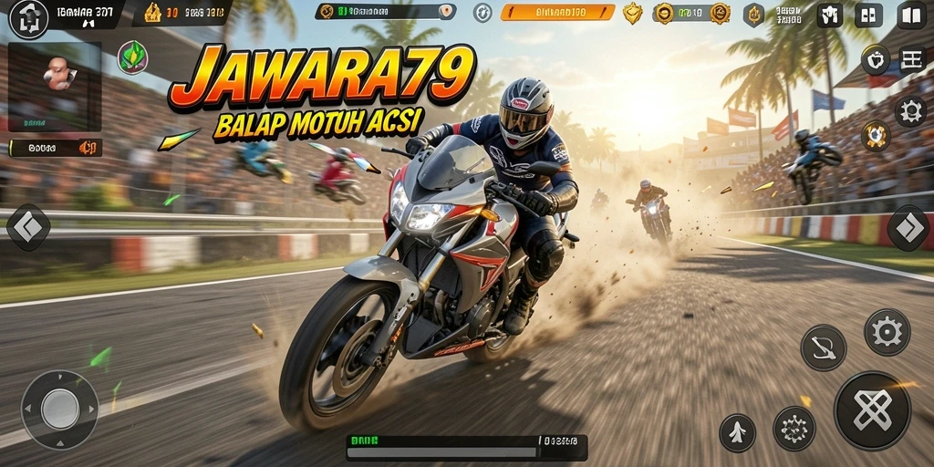 Tampilan gameplay seru balap motor di JAWARA79.