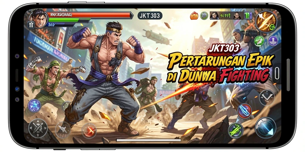 Tampilan gameplay JKT303 yang menegangkan dengan aksi pertarungan intens.