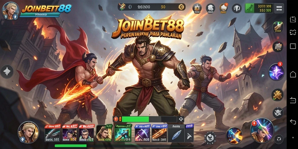 Screenshot gameplay JOINBET88 menampilkan pertarungan sengit antara karakter.