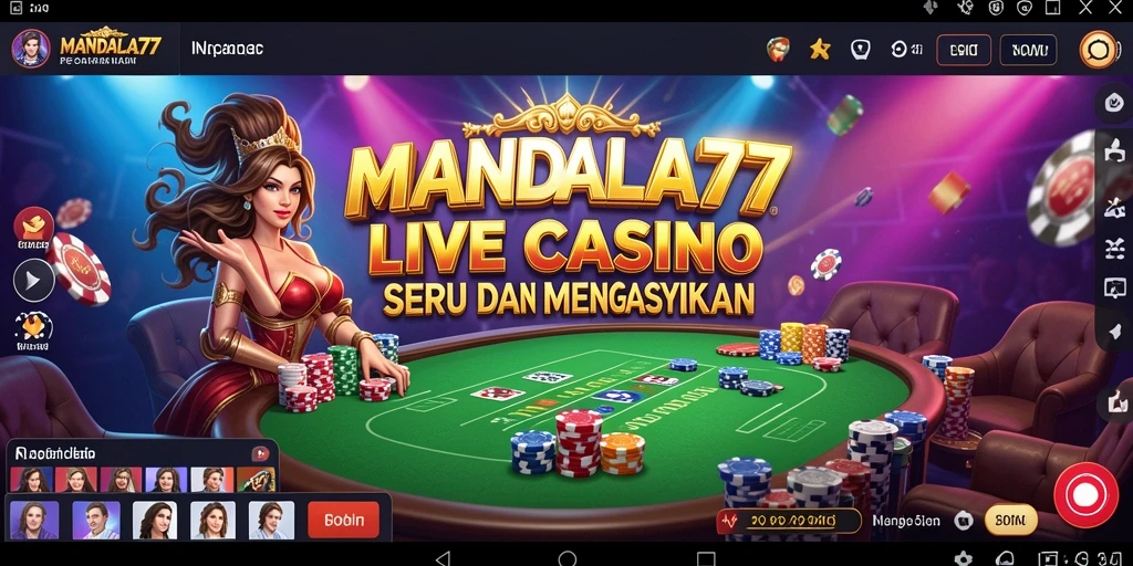 Tangkapan layar permainan MANDALA77 menampilkan dealer interaktif dan meja permainan yang menarik.