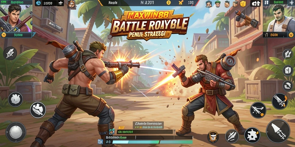 Tampilan gameplay MAXWIN88 dalam pertarungan seru Battle Royale.