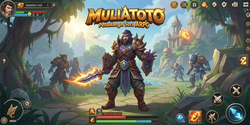 Tampilan gameplay epik dalam <strong>MULIATOTO</strong>, mengungkapkan pertempuran seru di dunia fantasi.