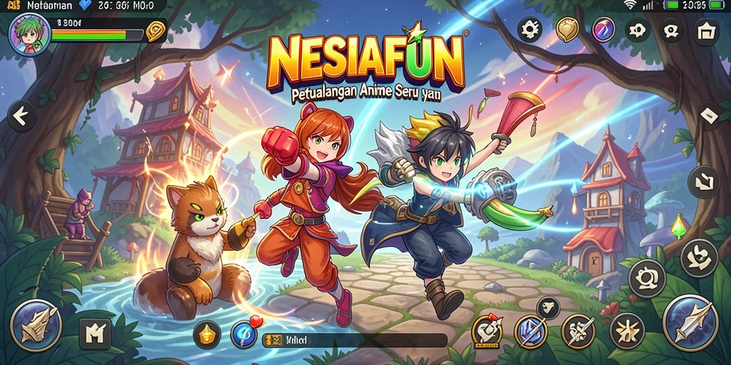 Screenshot NESIAFUN yang menunjukkan karakter anime dalam aksi seru.
