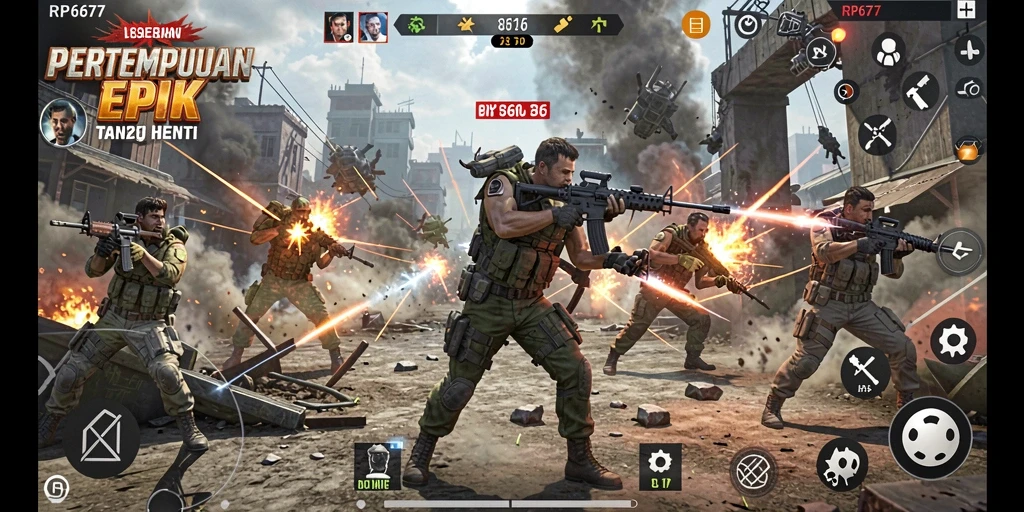 Tampilan seru dari gameplay RP6677 dengan aksi yang mendebarkan.