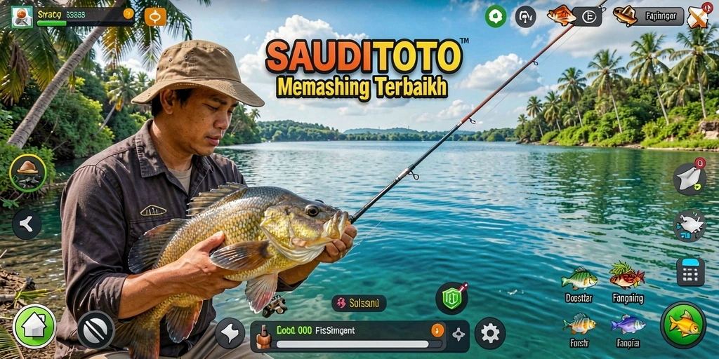 Gameplay memancing seru di SAUDITOTO dengan ikannya yang beragam.