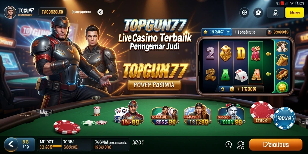 Screenshot gameplay TOPGUN77 menampilkan suasana Live Casino yang menarik.